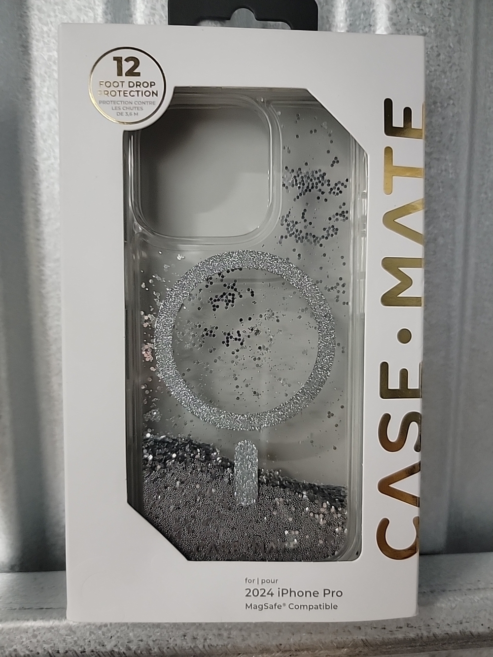case-mate Silver MagSafe Liquid Glitter Case for 2024 iPhone 16 Pro, Shake It